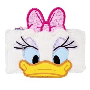 Loungefly Disney Daisy Duck Cardholder Plush Card Wallet With Zipper Pocket New